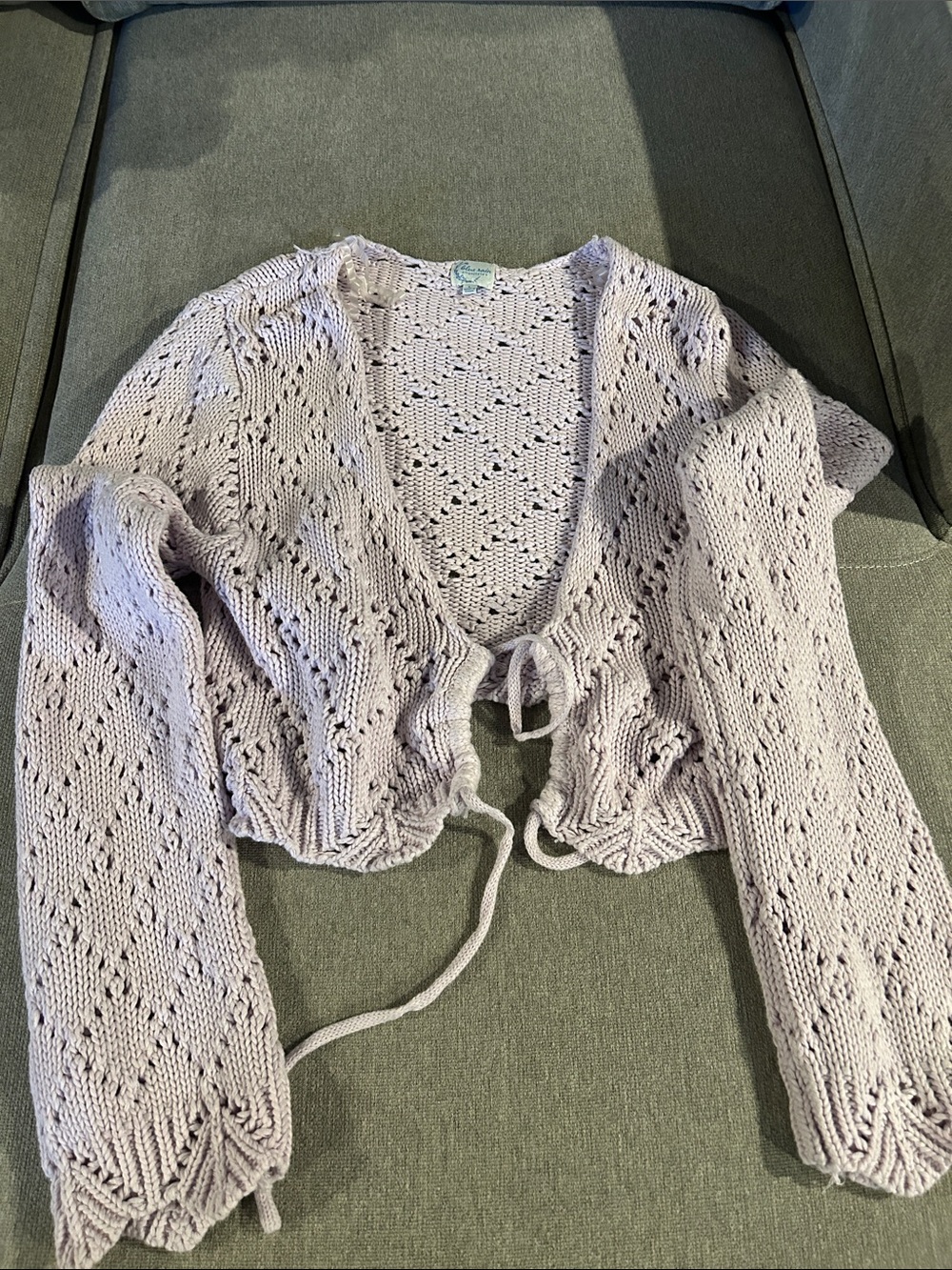 Francesca's Collections Lavender Knit Tie-Front Cropped Cardigan